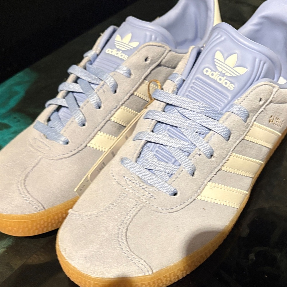 adidas Gazelle Suede Sneakers in Pale Blue and Gum